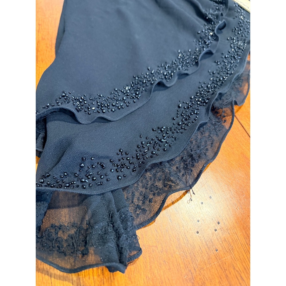 Cache Black Beaded Evening Ruffled Asymmetrical H… - image 4